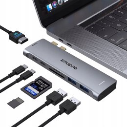 HUB ZMUIPNG ZM1818 7w1 HDMI 2 porty USB3.0 SD/TF slot USB C PD