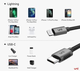 Kabel iPhone UNI Usb C - Lightning 1.8m OPLOT DANE TRANSFER ŁADOWANIE